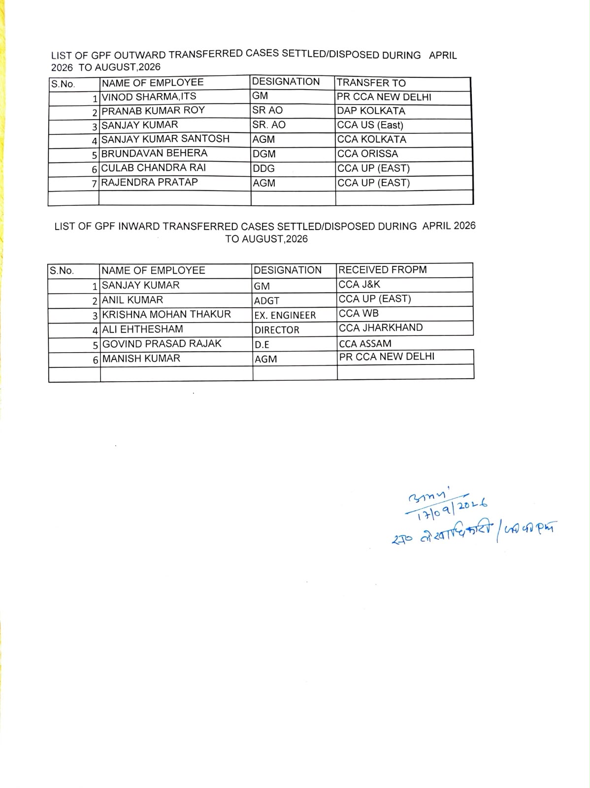 GPF DATA UPDATION Image